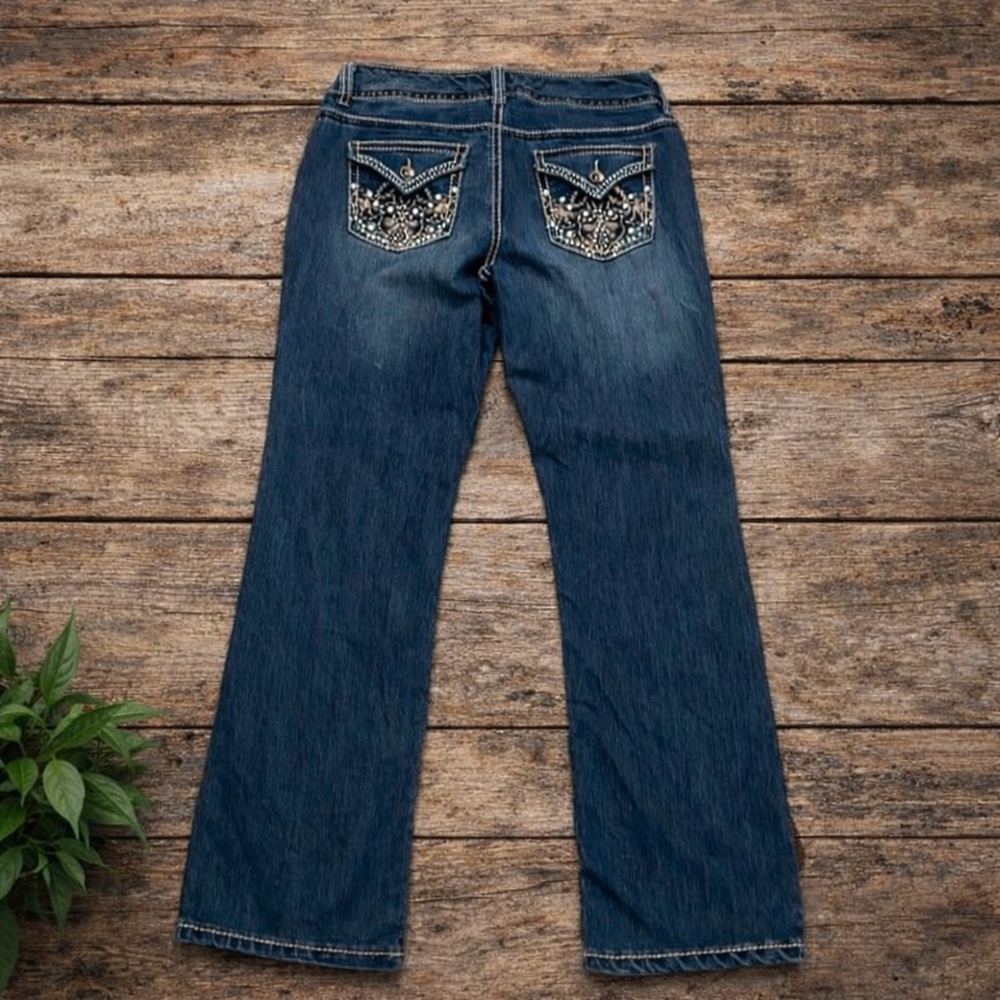 Nine West Women's Jeans,Dark Wash,Bling Flap Pockets, Size 10 REG